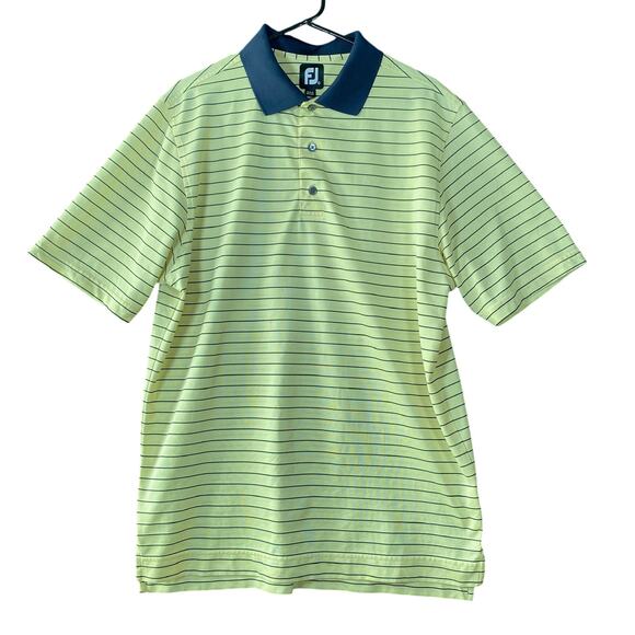 FootJoy Other - FootJoy Mens Shirt Yellow Blue Striped Golf Polo Comfort Quick Dry Stretch Large